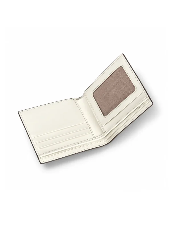 Natural Snake Back Castello Python Compact Wallet, open interior