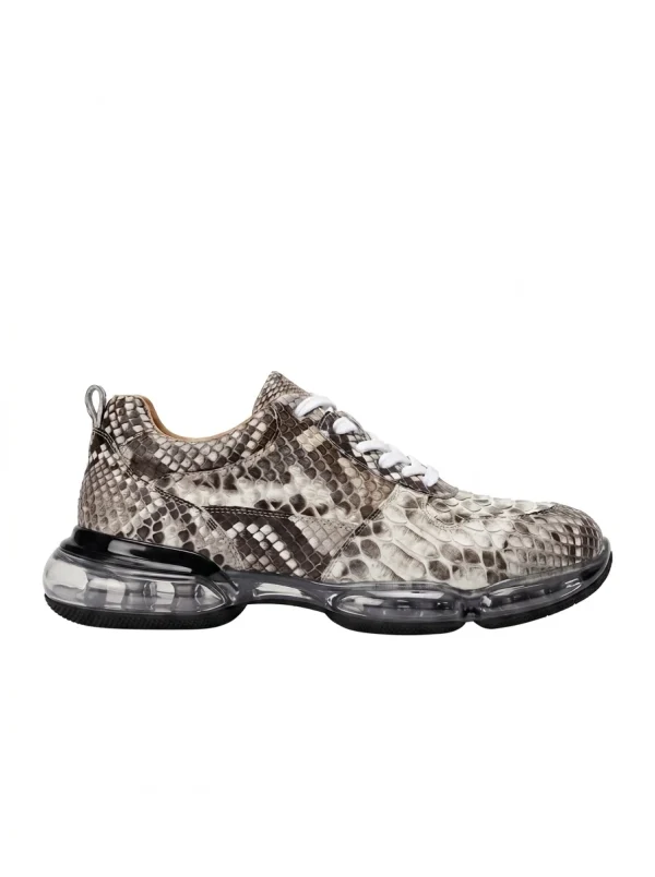Natural Snake Back Lancaster Python Sneakers, side profile