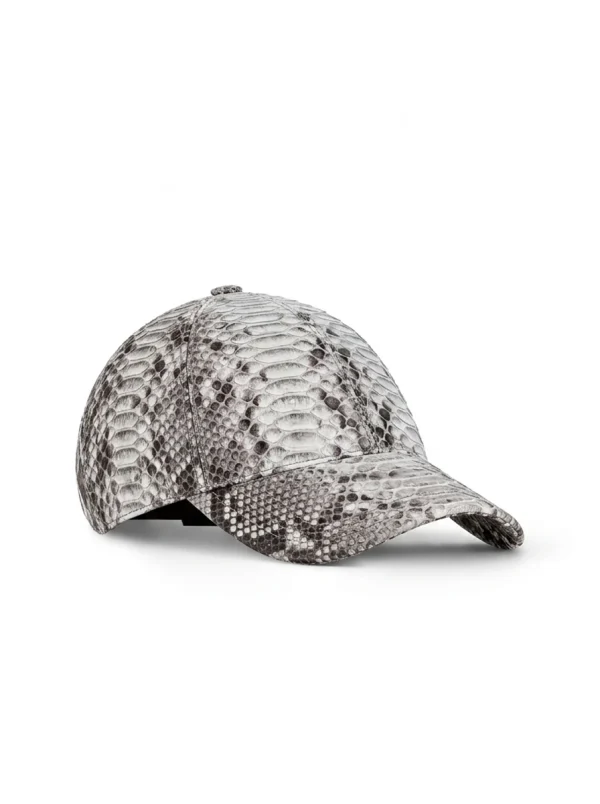Natural Snake Belly Valentino Python Baseball Cap, side profile