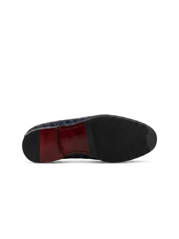 Navy Blue Tropea Crocodile Loafer, sole