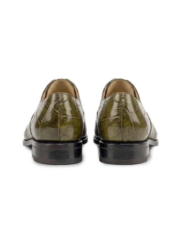 Olive Green Bardolino Alligator Oxford Shoes, rear view
