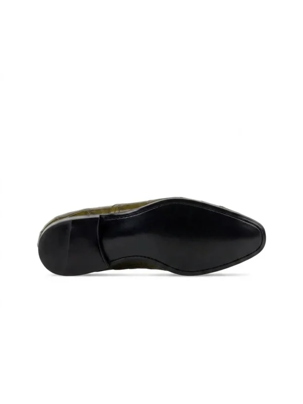 Olive Green Bardolino Alligator Oxford Shoes, sole