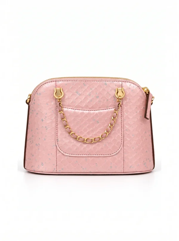 Pale Pink Duchess Python Square Handbag, three-quarter view