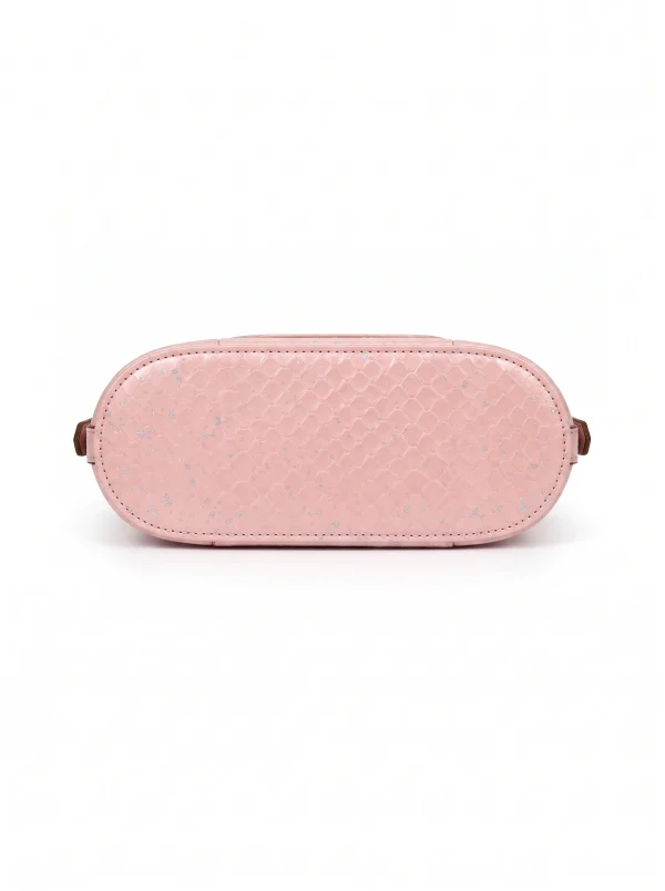 Pale Pink Duchess Python Square Handbag, chain detail
