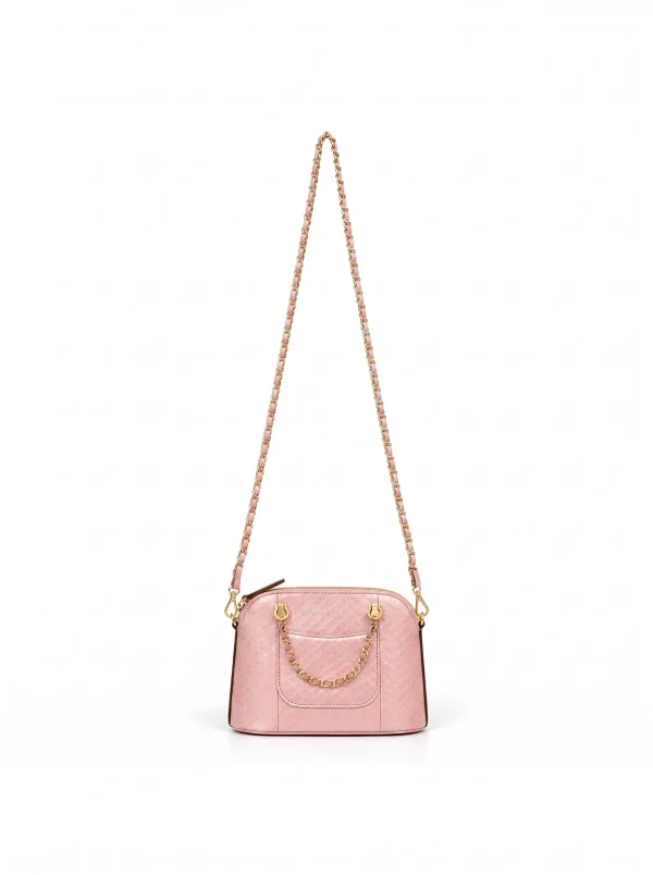 Pale Pink Duchess Python Square Handbag, skin detail