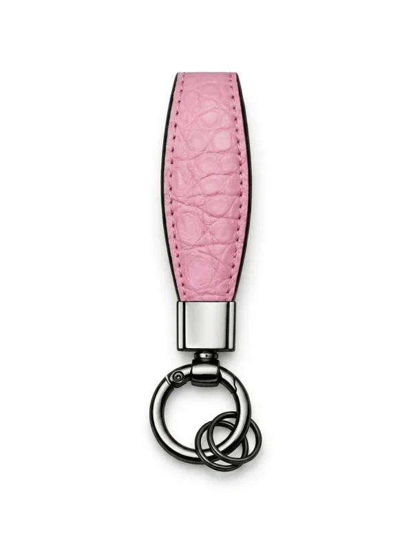 Pink Bardem Alligator Key Holder, coiled