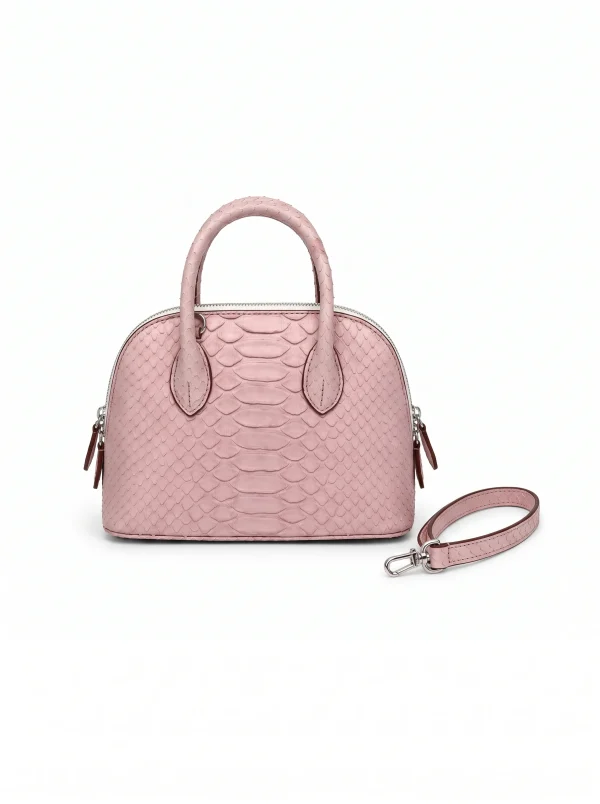 Pink Vittoria Python Shell Handbag, three-quarter view