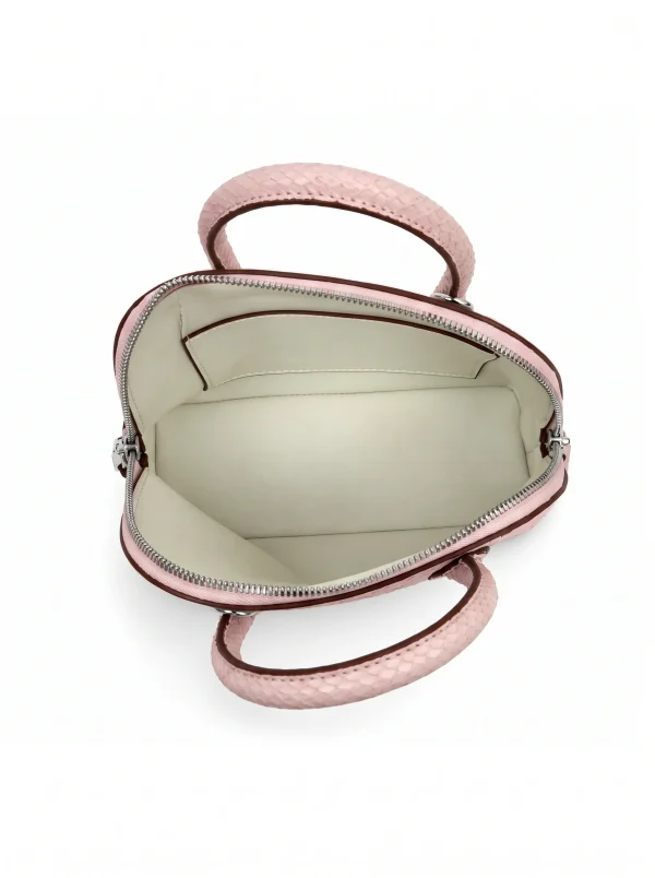 Pink Vittoria Python Shell Handbag, open interior
