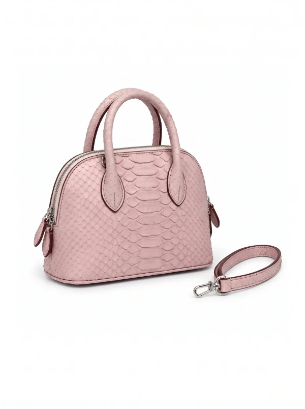 Pink Vittoria Python Shell Handbag, side profile
