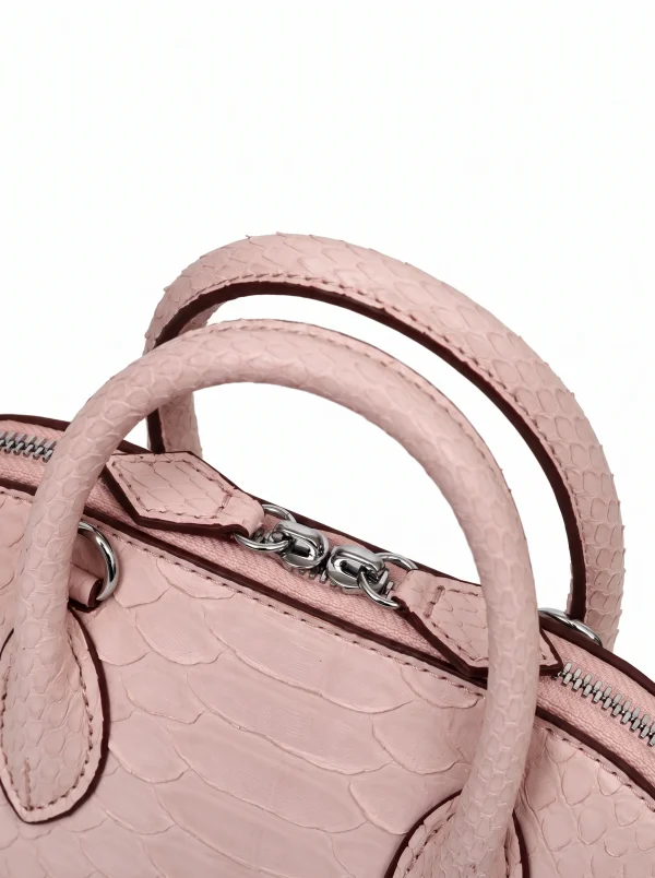 Pink Vittoria Python Shell Handbag, skin detail