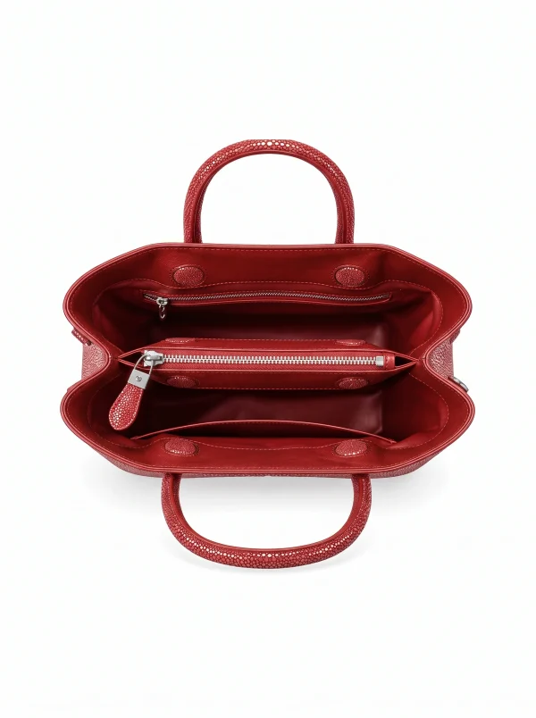Red Murano Stingray Tote, side profile