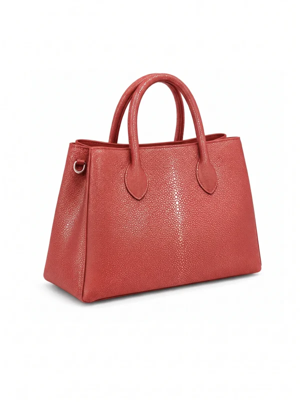 Red Murano Stingray Tote, strap detail