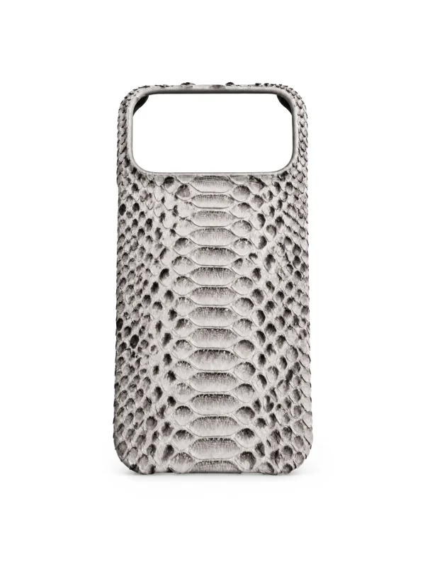 White/Grey Bellagio Python iPhone Case, back view