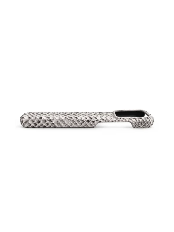 White/Grey Bellagio Python iPhone Case, angled view
