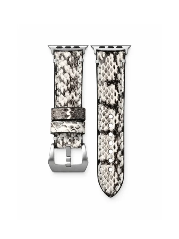 White/Grey Monforte Python Watch Strap, front and reverse
