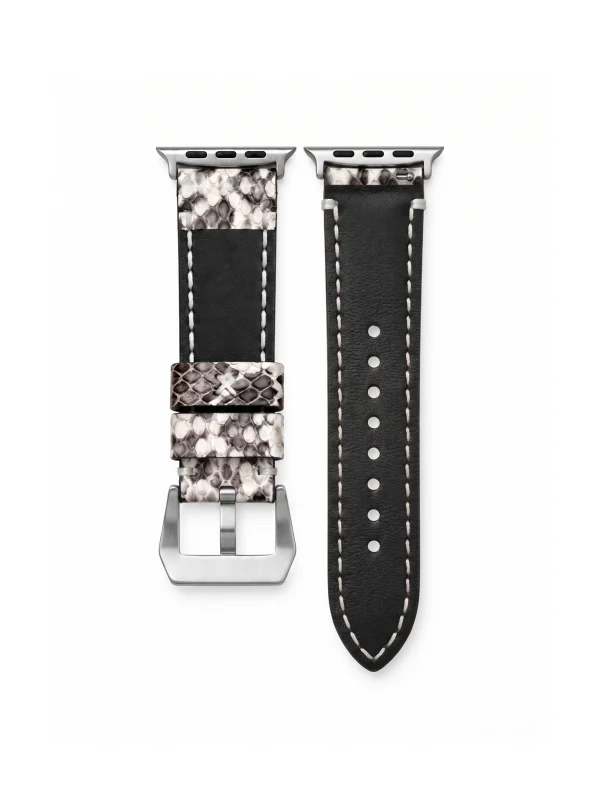 White/Grey Monforte Python Watch Strap, lining