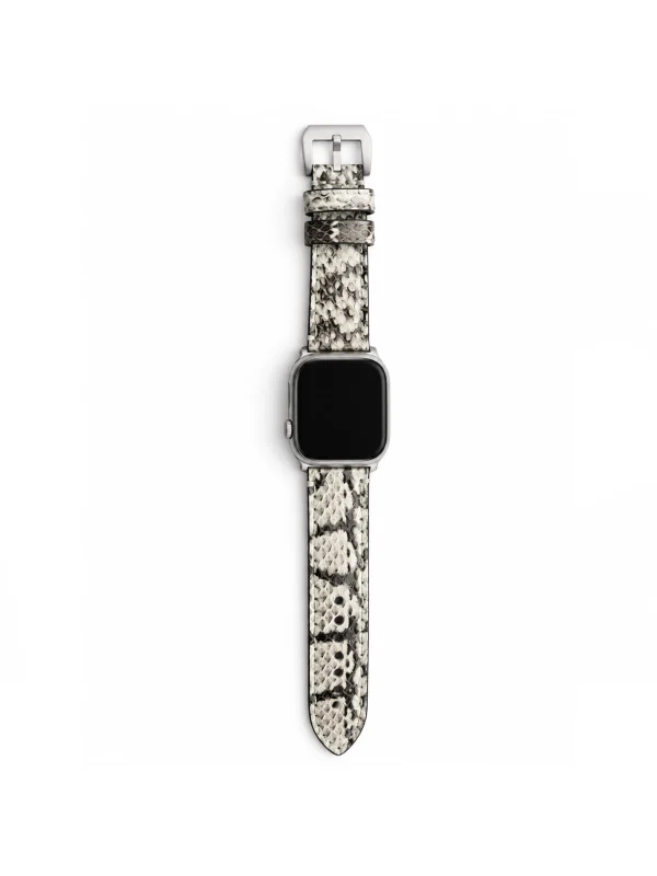 White/Grey Monforte Python Watch Strap, on the watch