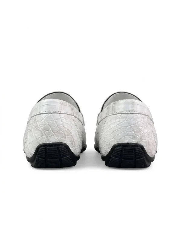White Langham Crocodile Loafers, rear view