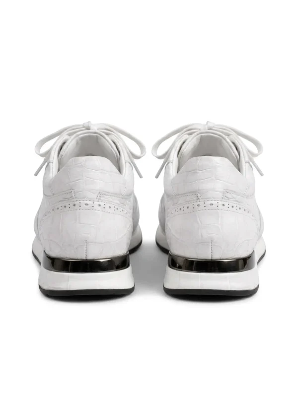 White Montalcino Alligator Sneaker, rear view