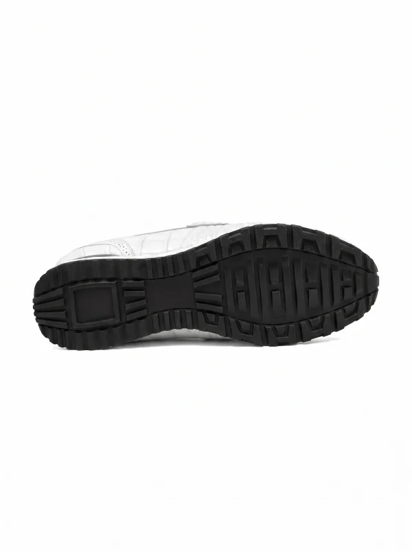 White Portofino Crocodile Running Loafer, sole