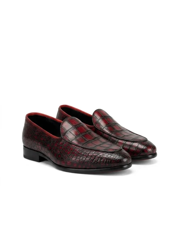 Wine Tropea Crocodile Loafer, three-quarter view