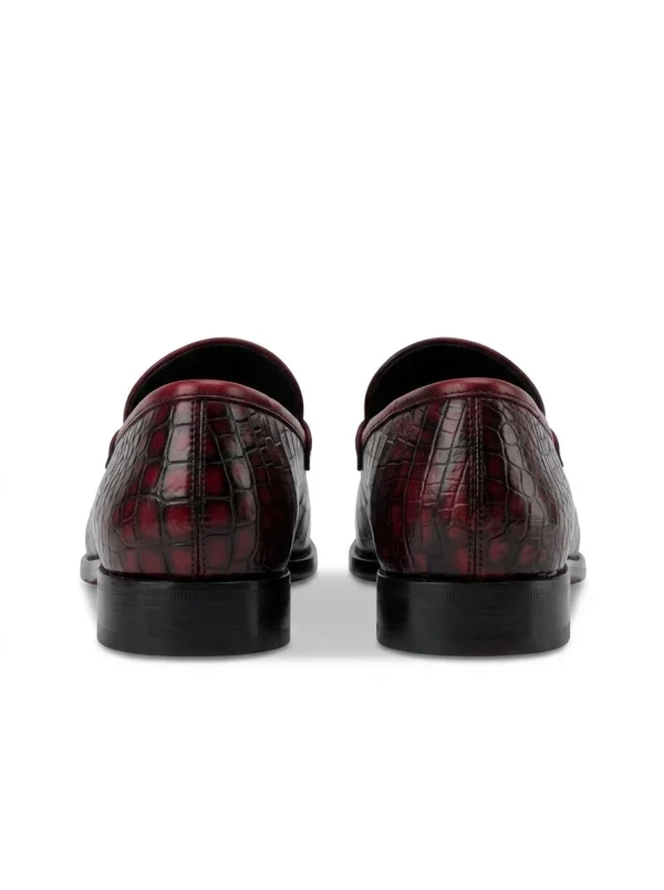 Wine Tropea Crocodile Loafer, rear view