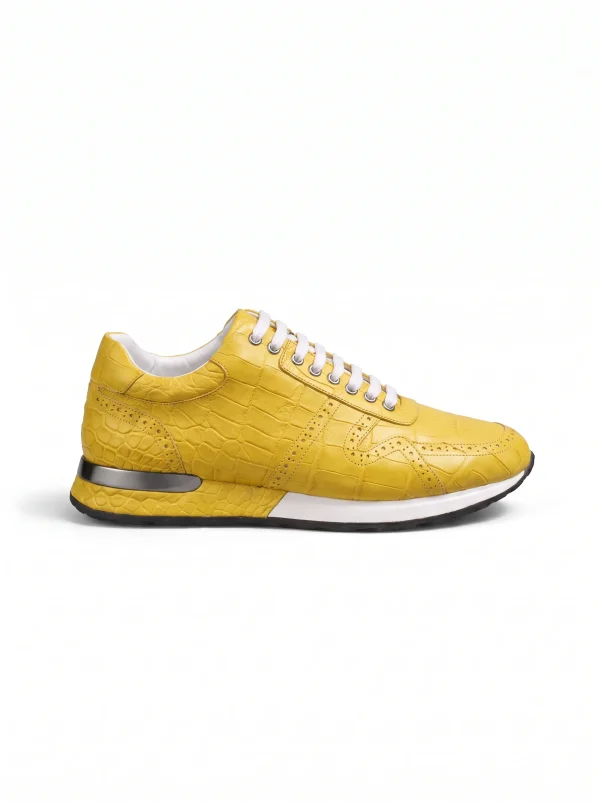 Yellow Montalcino Alligator Sneaker, side profile