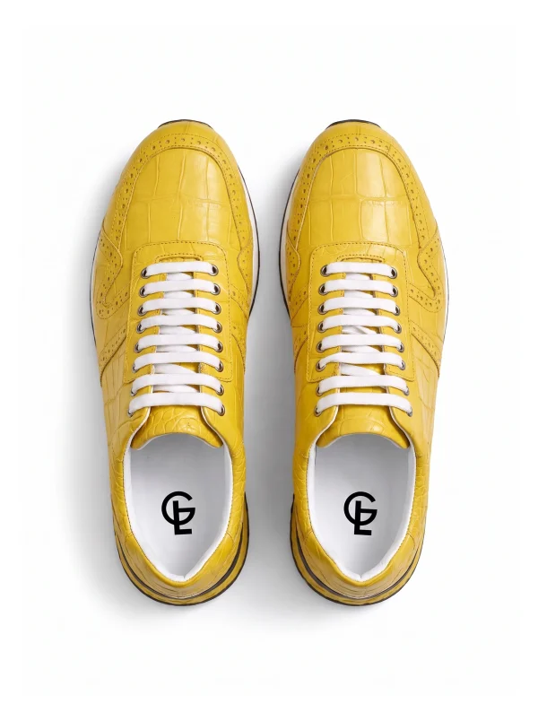 Yellow Montalcino Alligator Sneaker, top view