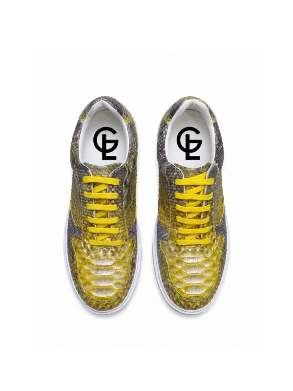 Yellow Montferrat Python Sneakers, top view