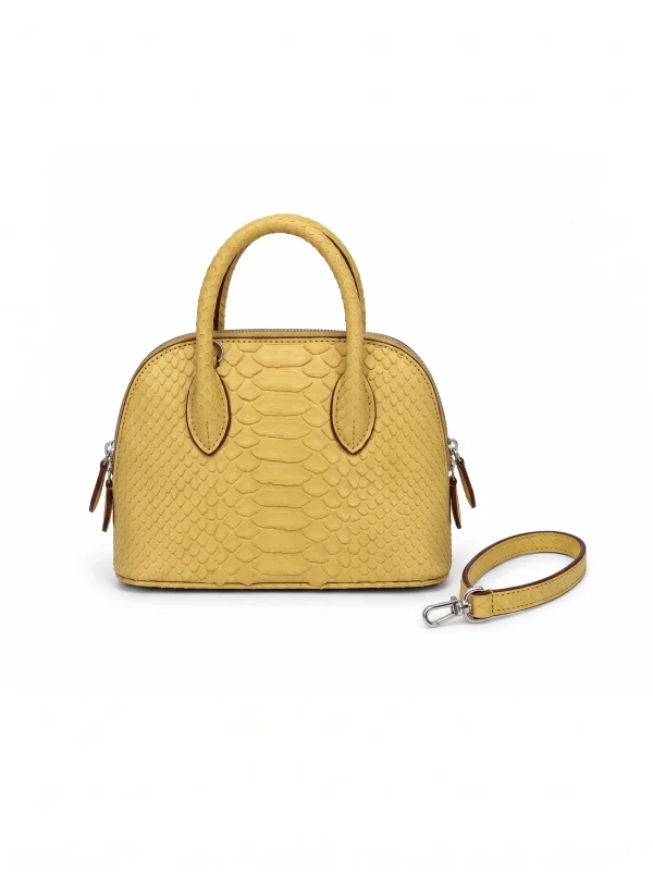 Yellow Vittoria Python Shell Handbag, three-quarter view