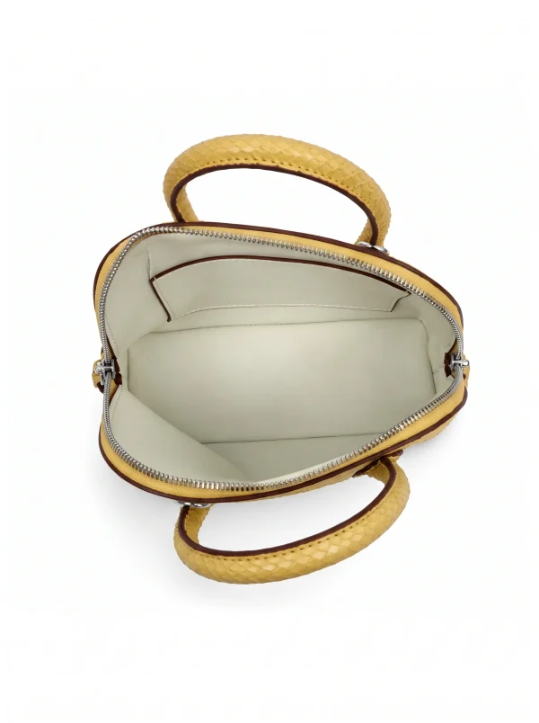 Yellow Vittoria Python Shell Handbag, open interior