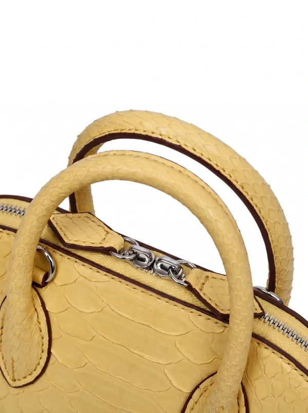 Yellow Vittoria Python Shell Handbag, skin detail